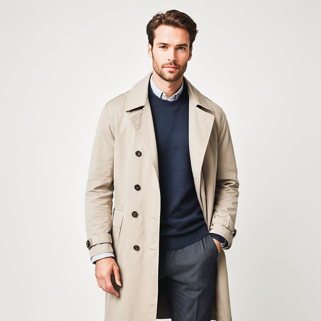 Stylish Man Portrait in Trench Coat