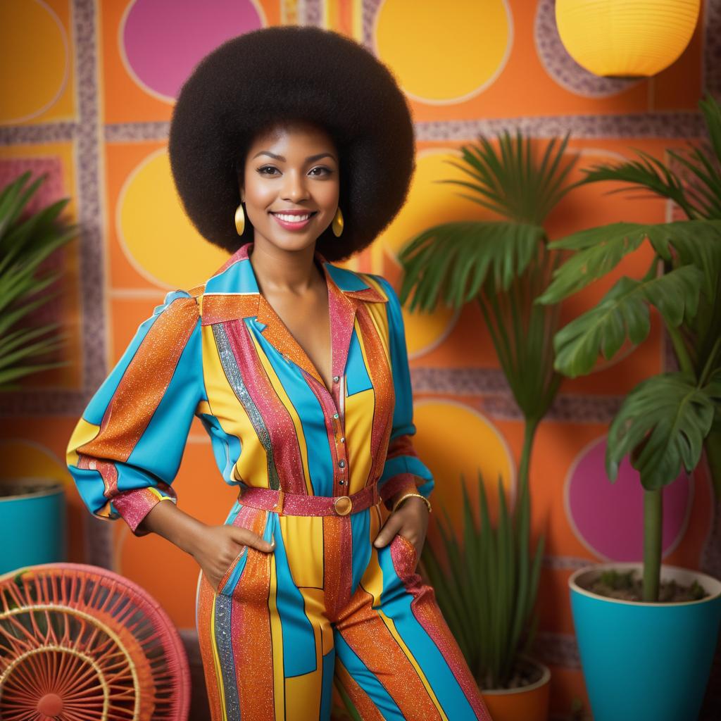 1970s Fashion: Afro Beauty Portrait