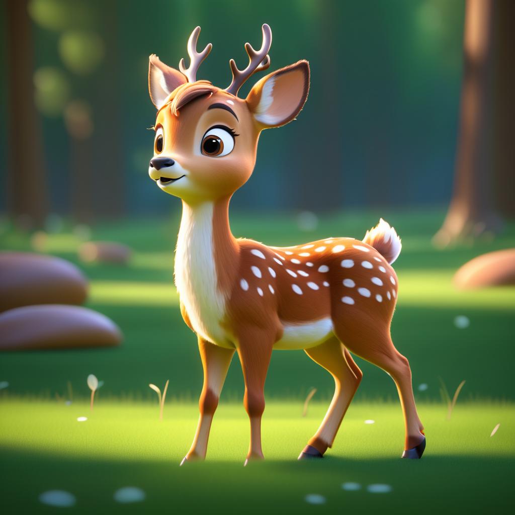 Charming 3D Pixar-Style Deer Character