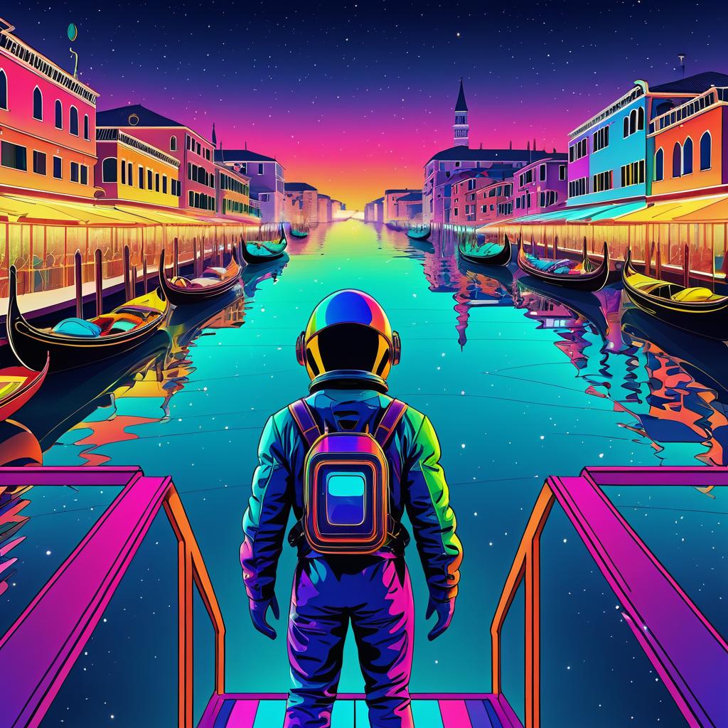 Alien Explorer in Vibrant Space Venice