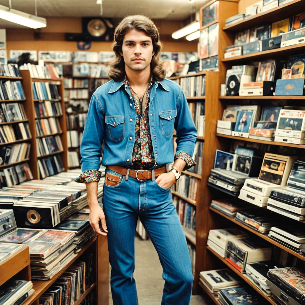 Retro 70s Fashion in a Vinyl Store