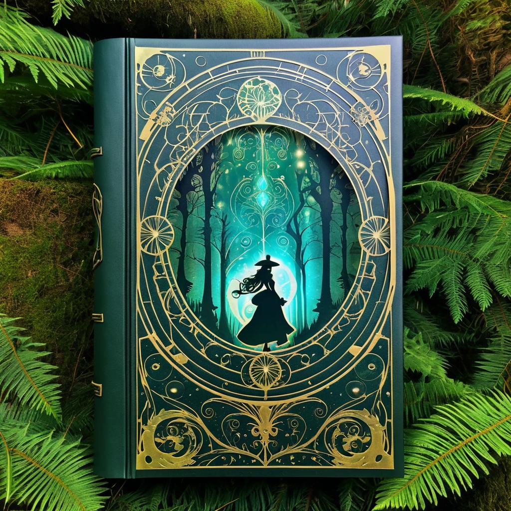 Mystical Steampunk Tome with Enchanted Forest