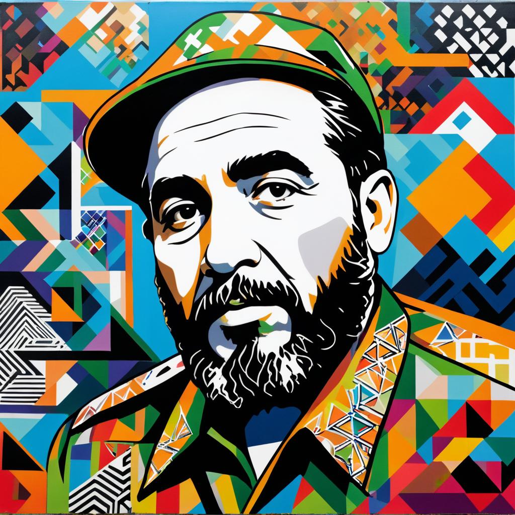 Abstract Fidel Castro Graffiti Art