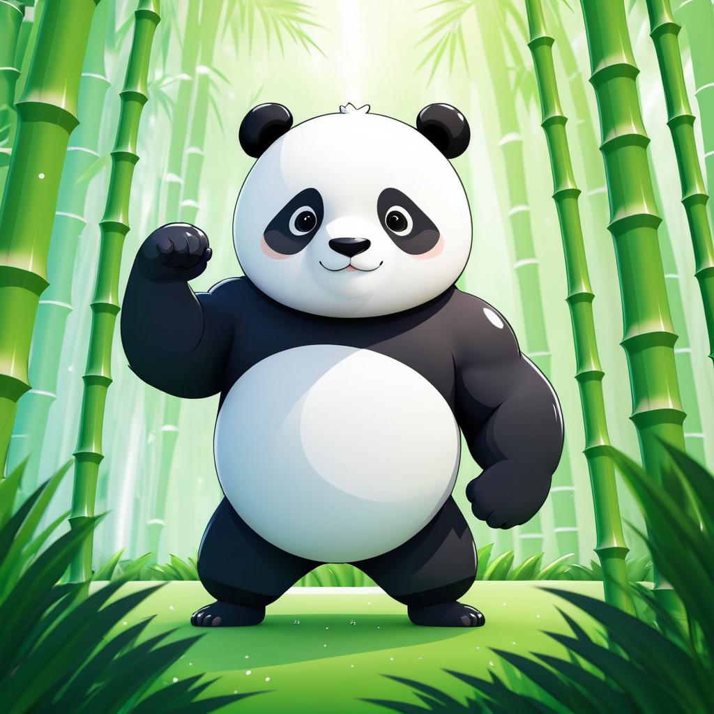 Buff Panda in a Bamboo Grove