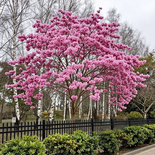 Vibrant Pink Tabebuia Tree in Garden