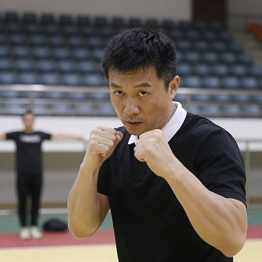Focused Boxer in Indoor Gym Setting