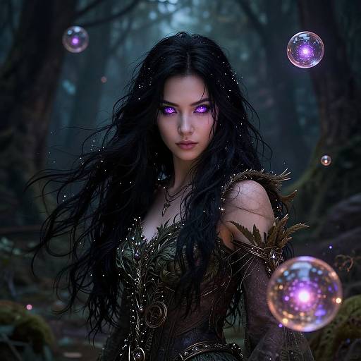 Mystical Girl with Violet Eyes
