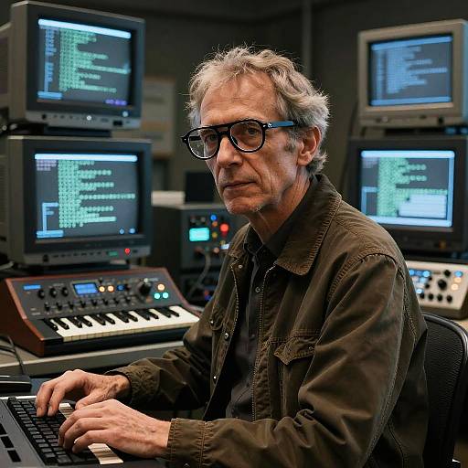 Cybernetic Scholar in Retro Lab