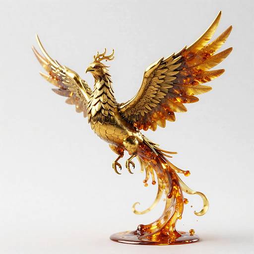 Antique Brass and Molten Amber Phoenix