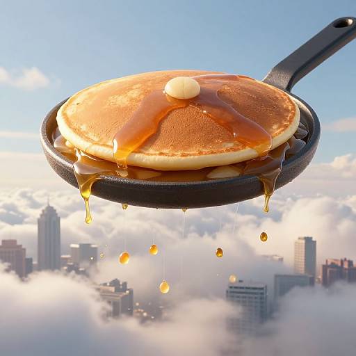 City Under Giant Pancake Griddle