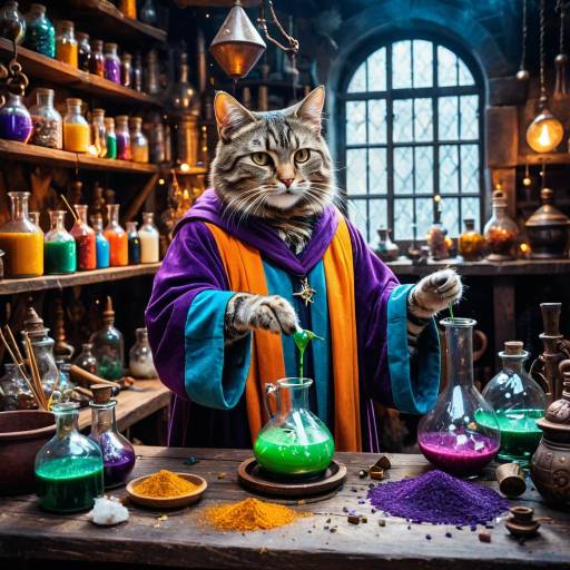 Whimsical Tabby Cat Potion Master