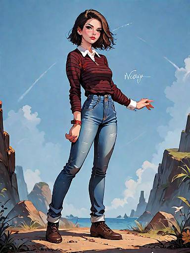 Realistic Casual Woman Full-Body Portrait