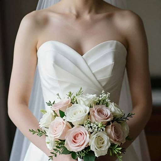Elegant Bride with Rose Bouquet