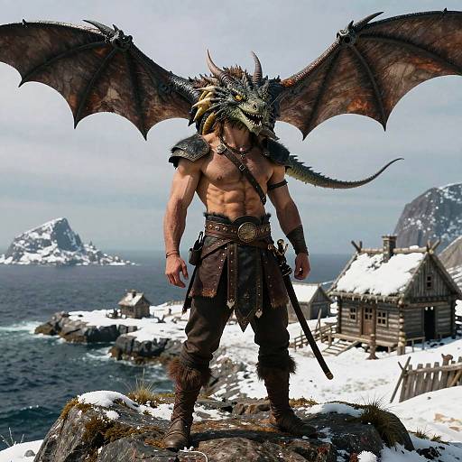 Epic Viking Warrior Among Nature's Splendor