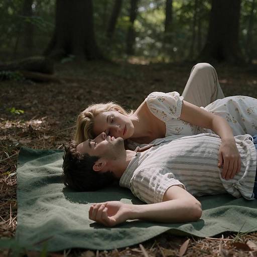 Romantic Forest Moment on a Blanket