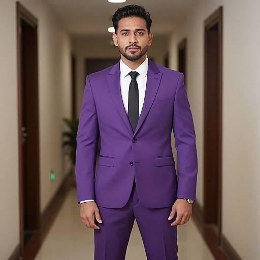 Man in Purple Costume Suit