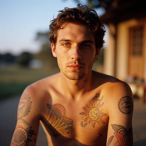 Sunshine Tattooed Man Portrait