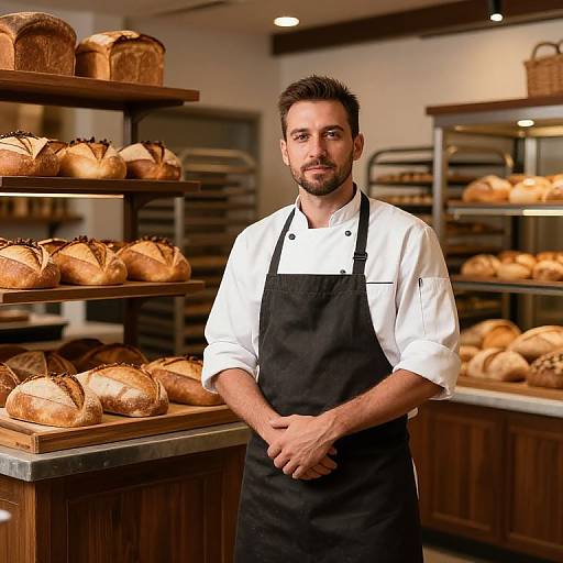 Confident Baker in Cozy Artisan Bakery