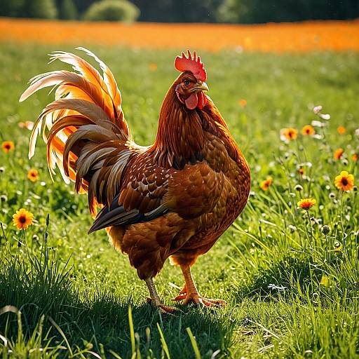 Winston Churchill Chicken in Sunlit Meadow
