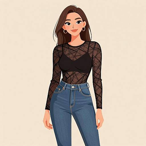 Smiling Woman in Chic Casual Outfit