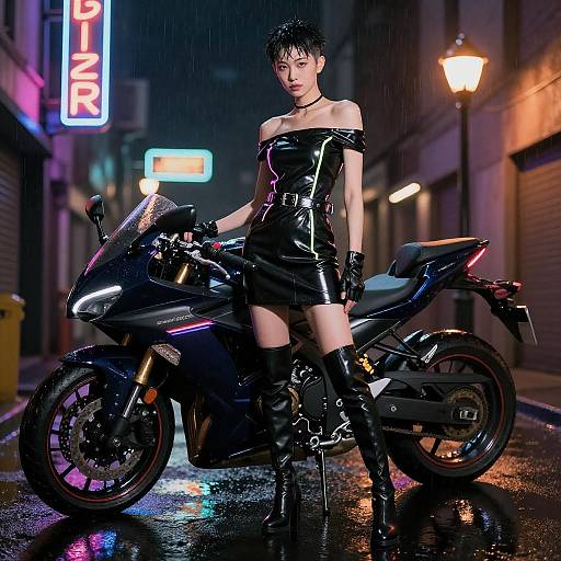 Kinetic Neon Moto Courier Portrait