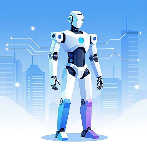 Futuristic Humanoid Robot Vector Art