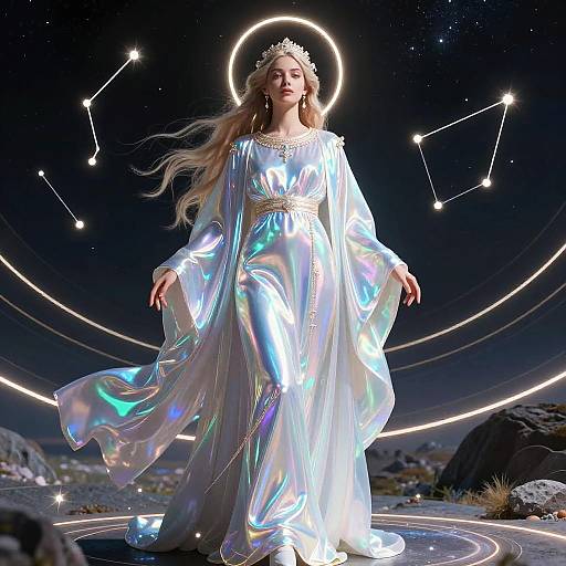 Celestial Priestess in Surreal Fashion