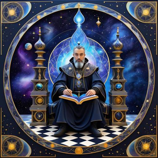 Cosmic Alchemist on Throne with Chess Piece