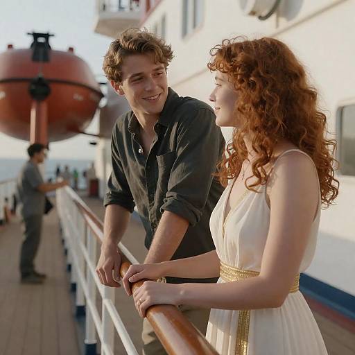Young Couple on Ship Deck