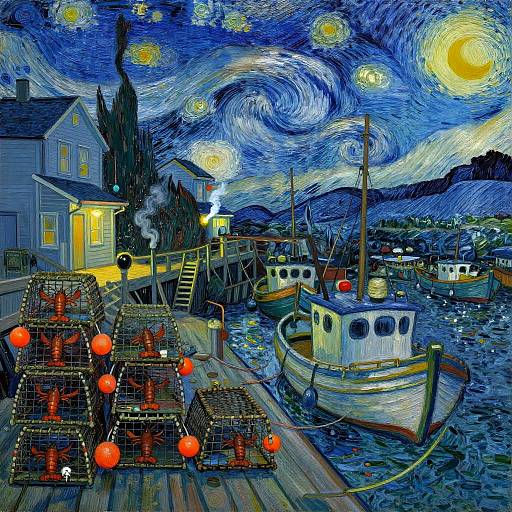 Van Gogh Style Cozy Fisherman's Wharf