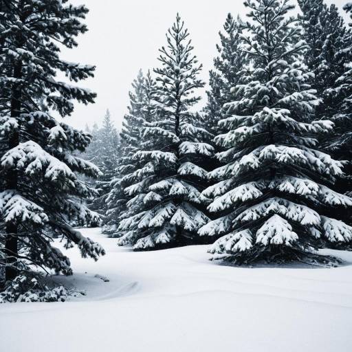 Snow-Covered Pine Trees in Detail