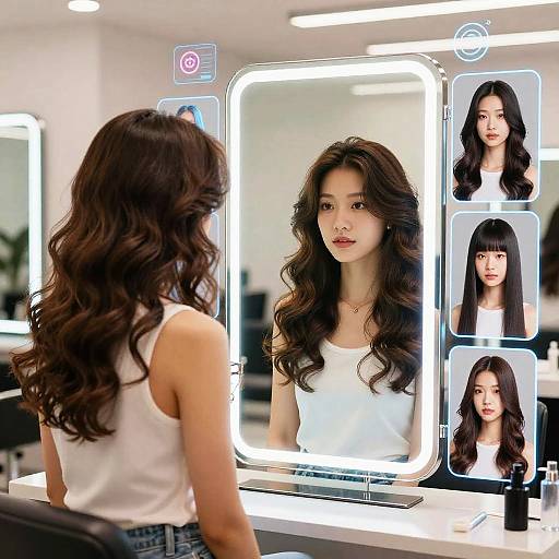 AI Hairstyle Generator with Holographic Mirror