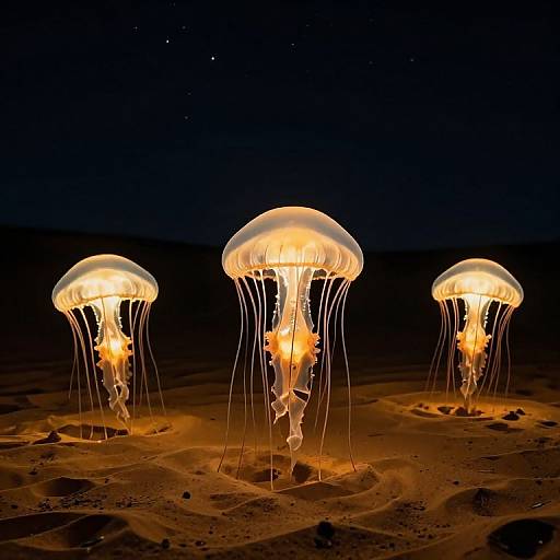 Glowing Jellyfish on Desert Night