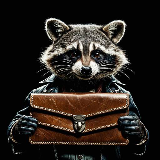 Raccoon Holding Vintage Leather Wallet