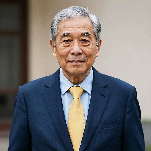 Stylish Elder in Blue Suit and Tie