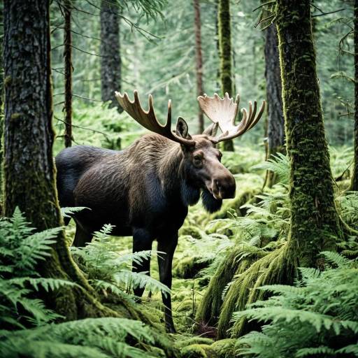 Whimsical Moose Playfully Hiding in Forest Whimsical Moose Playfully Hiding in Forest