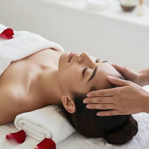 Woman Receiving Relaxing Face Massage