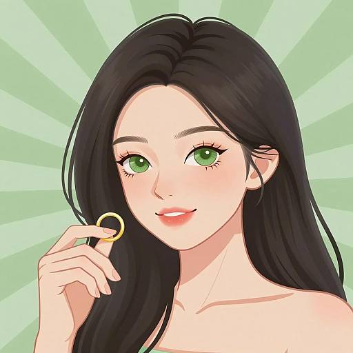 Elegant Asian Woman with Golden Ring