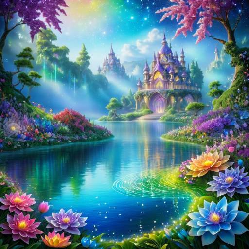 Fantasy Enchanted Lake with Castle