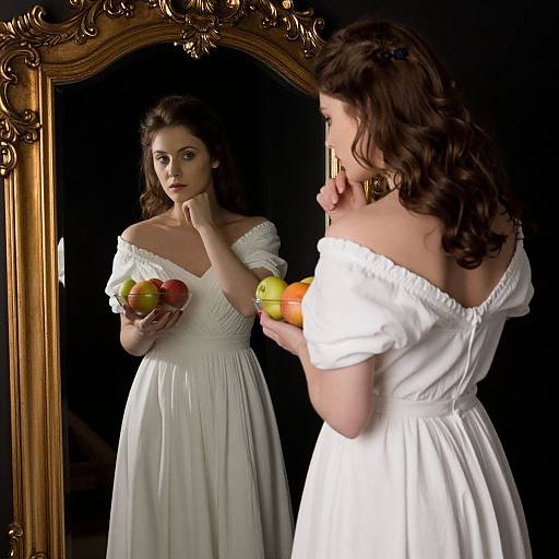 Woman in Gown with Ornate Mirror