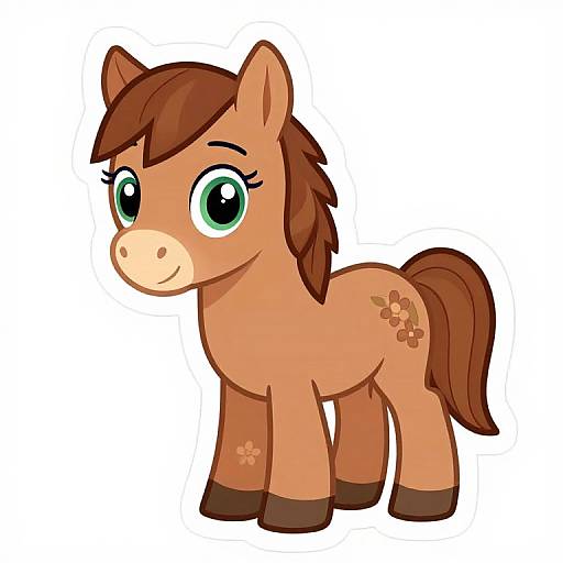 Cute Cartoon Horse Sticker Design