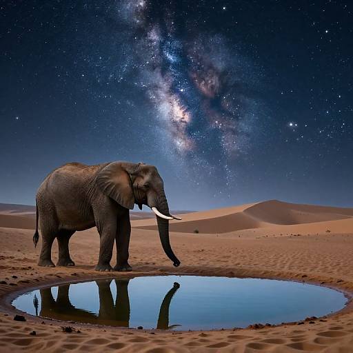 Celestial Elephant in Starlit Desert