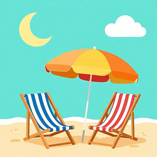 Retro Summer Beach Scene Illustration