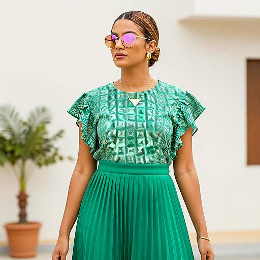 Stylish Woman in Vibrant Outdoor Scene