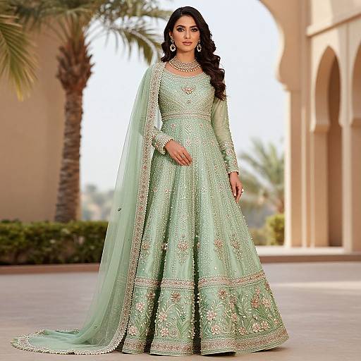 Elegant Pastel Green Bridal Portrait