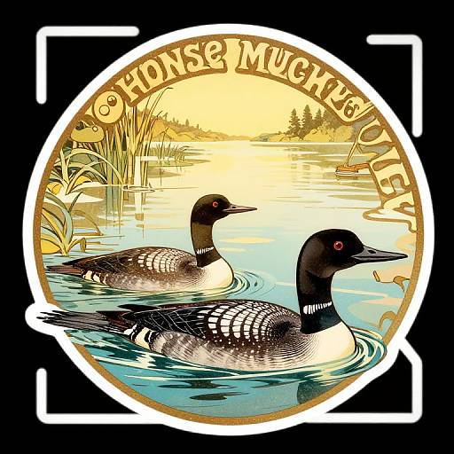 Art Nouveau Canadian Loons Sticker