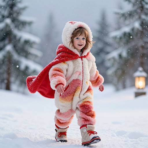 Whimsical Winter Child in Cozy Outfit
