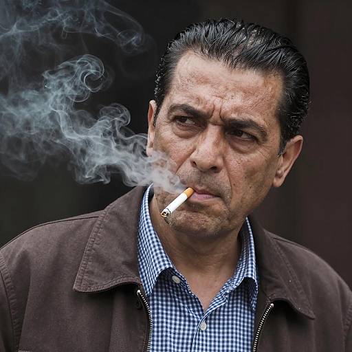 Middle-aged Man Smoking Cigarette