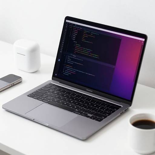Minimalist Laptop Setup with Coding Display