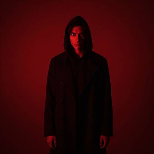 Solitary Figure in Crimson Shadows